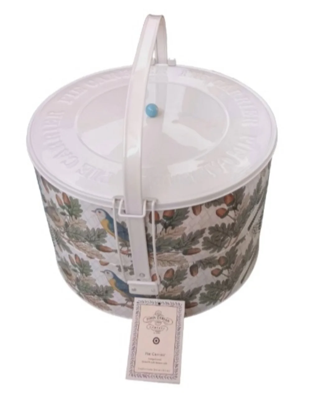 John Derian Double Pie Carrier | Stamped Metal | Bird & Leaf Design